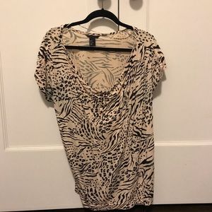 Cream and black scoop neck top